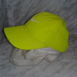 Nike Swoosh Neon Yellow Cap Adjustable Boys Baseball Cap Hat Size 4-7